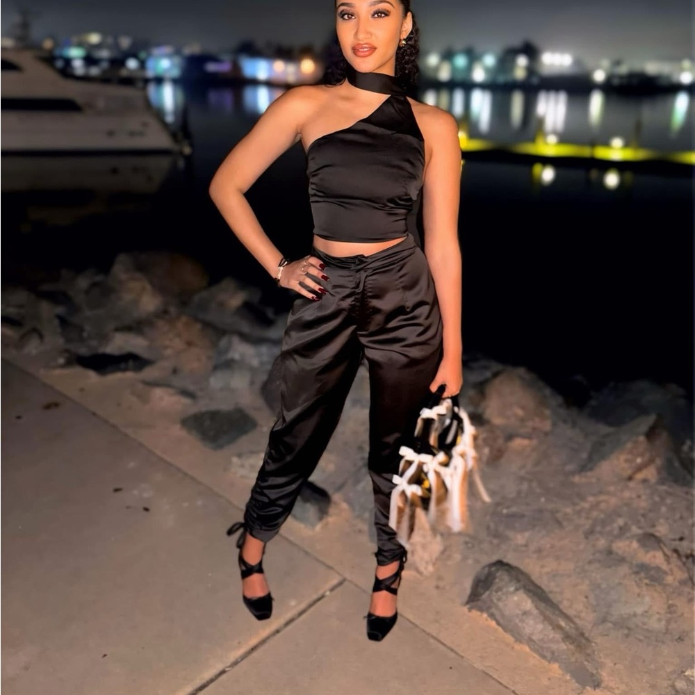 Elegant Black Women's Satin Pants